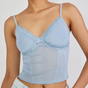 NWT Garage Lace Trim Mesh Cami Blue Medium